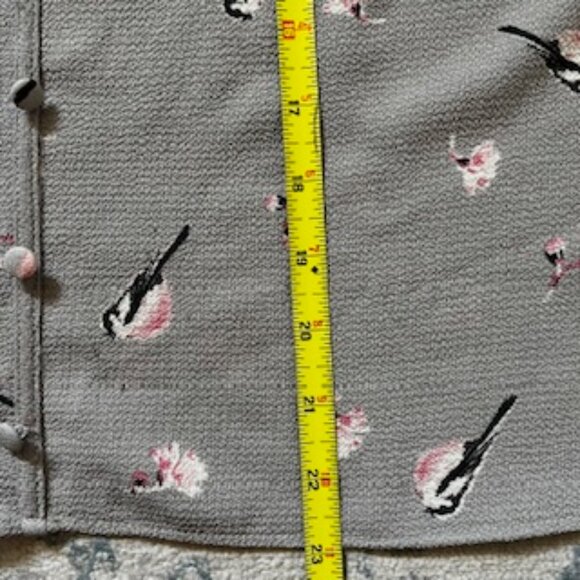 🧡3/15 Kaii Los Angeles Bird Floral Print Top Decorative Front Buttons Women's S - Picture 10 of 12